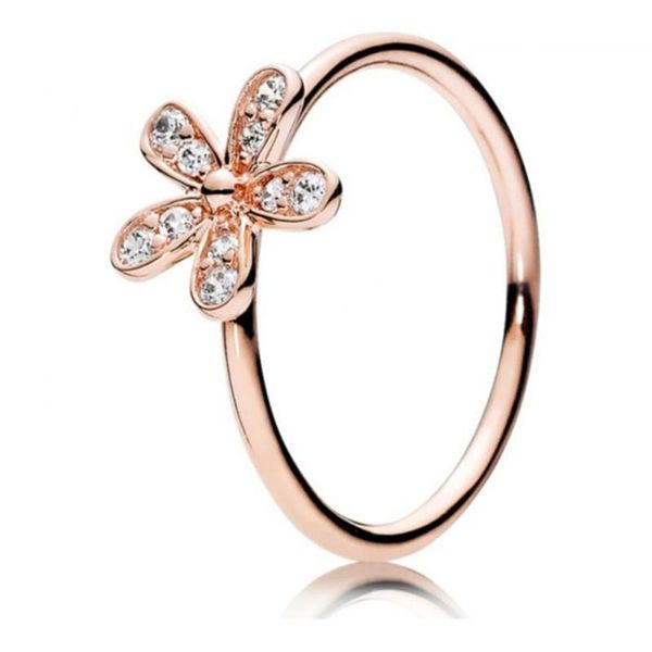 

fahmi 100% 925 sterling silver 180932cz sparkling daisy flower ring fashion simple romantic original women's jewelry gift, Golden;silver