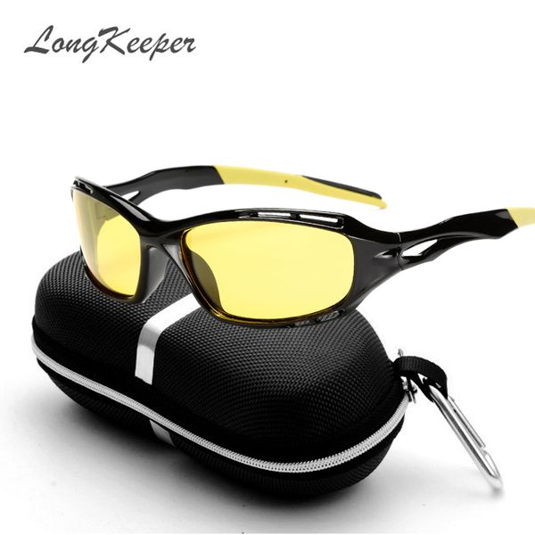 

long keeper car drivers night vision goggles anti-glare polarizer sunglasses polarized driving glasses with box men sun glasses, White;black