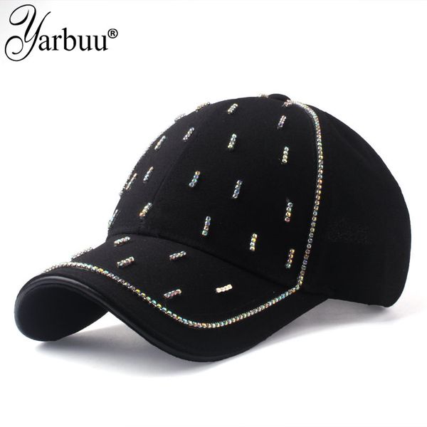 

yarbuu] brand new diamond baseball caps women snapback cap summer rhinestone hat spring hip hop hats bone, Blue;gray