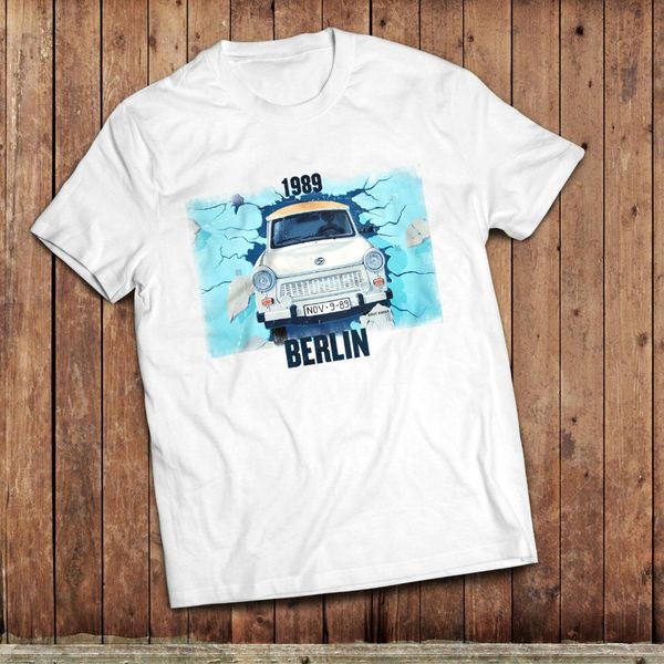 

berlin wall t-shirt, 1989 fall of the wall, trabant classic east german car shir 2019 o neck casual men's 3d print tees, White;black