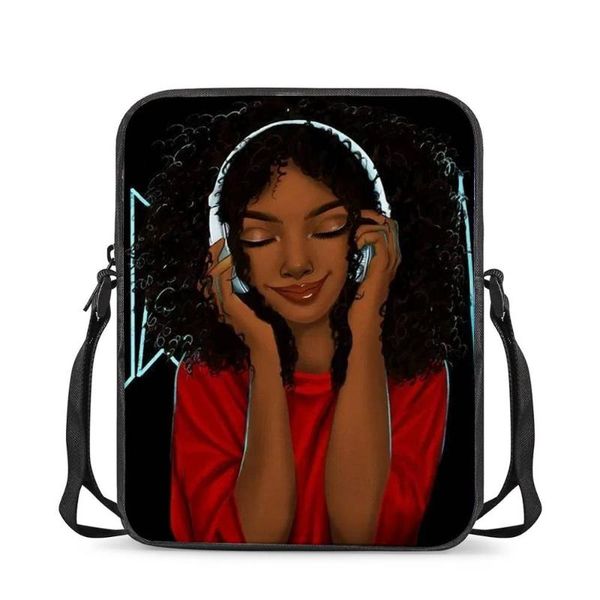 

сумки hycool cross-body art для женщин afro black girl слушать музыку pattern женщины сумки посыльного детей вскользь мешок плеча