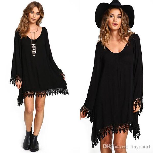 

solid chiffon plus size dress women fashion tassel hem irregular vintage dress for ladies casual loose 6xl oversized party dress, Black;gray