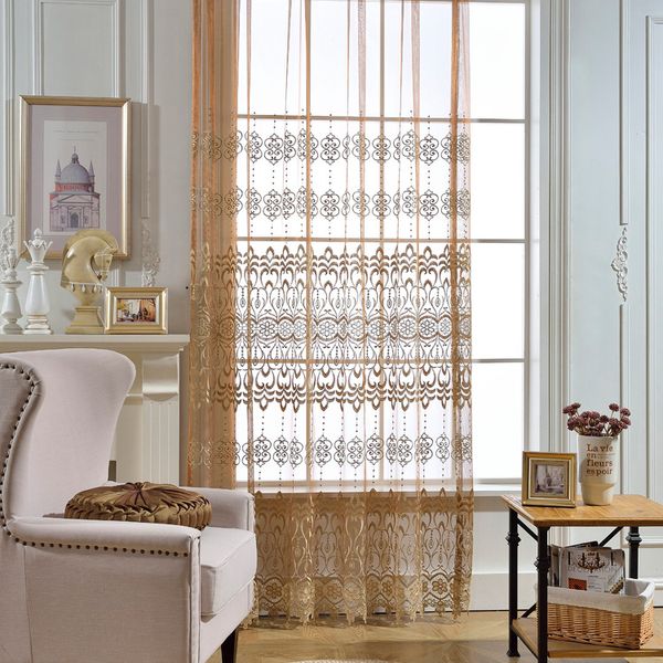 

brown curtains for living room special european luxury embroidered coffee window screen villa custom curtain for bedroom