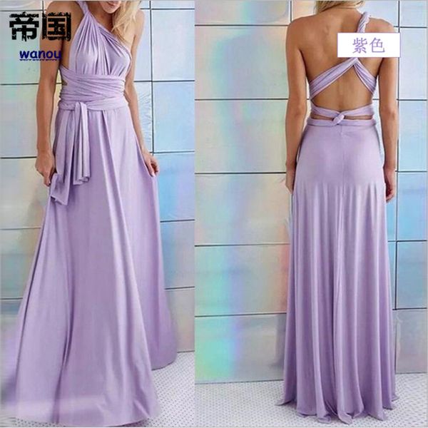 

summer new fashion maxi dress women lady purple elegance deep v neck sleeveless bow knot party wedding evening long dress, Black;gray