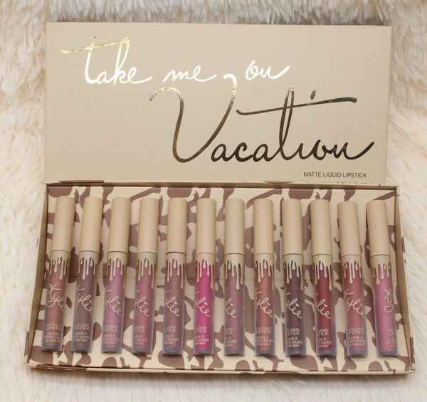 

dropshipping new makeup jenner cosmetics vacation edition take me on vacation 12pcs / box matte liquid lipstick set