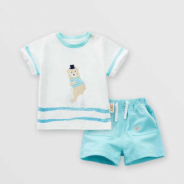 Promozione Bambino Versione coreana di uomini e donne Set di abbigliamento per bambini Abbigliamento estivo per bambini T-shirt e pantaloncini a maniche corte in cotone