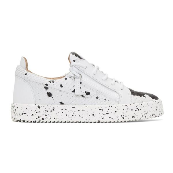 

De igner zanotti loafer female male black white red leather luxury zip loafer ize 35 46