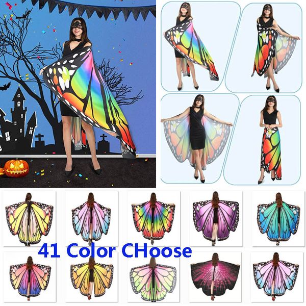 

halloween costumes butterfly wings shawl women fairy decorative accessories wrap printing shawl scarves scarves party supplies hh9-2466
