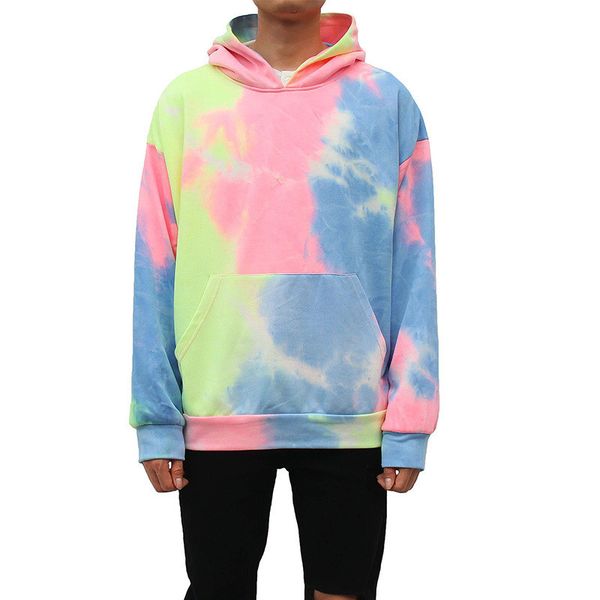 

mens designer hoodies hip hop tie dyeing autumn casual long sleeved hooded pullover sweatshirts fashion mens hoodies, Black