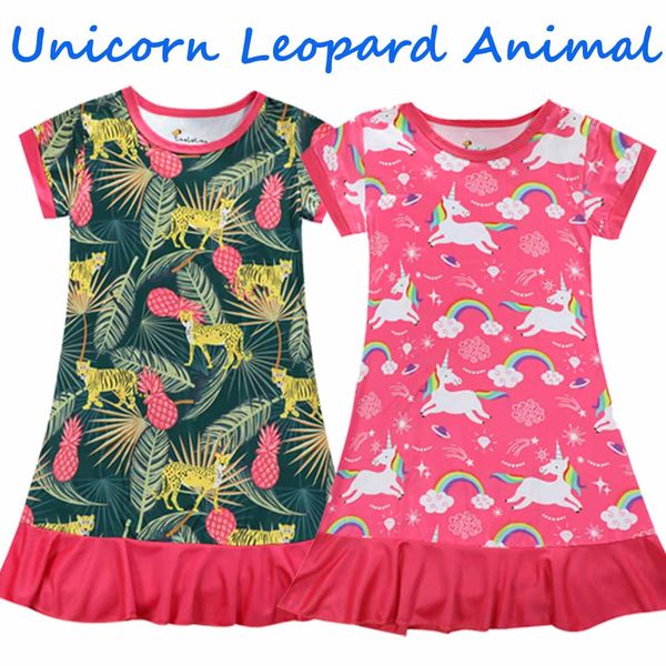

summer girls sleeping dress kids cartoon printing 3d vestido pijama princess girls nightgowns for 1-10years, Blue;red