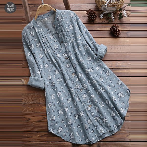 

size blouse plus 2019 womens and blouses vintage print v neck long sleeve blouse tunic long casual ladies, White