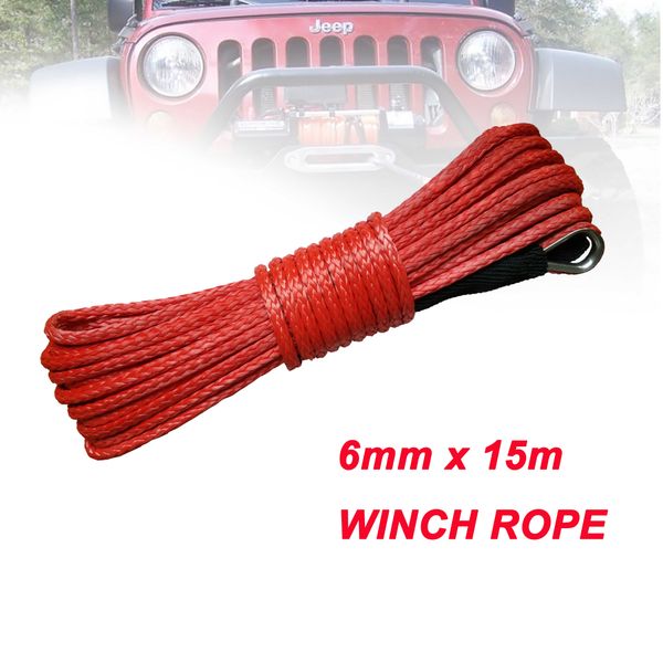 

6mm x 15m synthetic winch lines uhmwpe rope with sheath car accessories ing