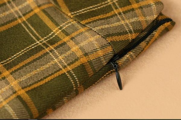 

vintage plaid mermaid skirt women high waist spring autumn package hip knee-length trumpet skirt plus size, Black