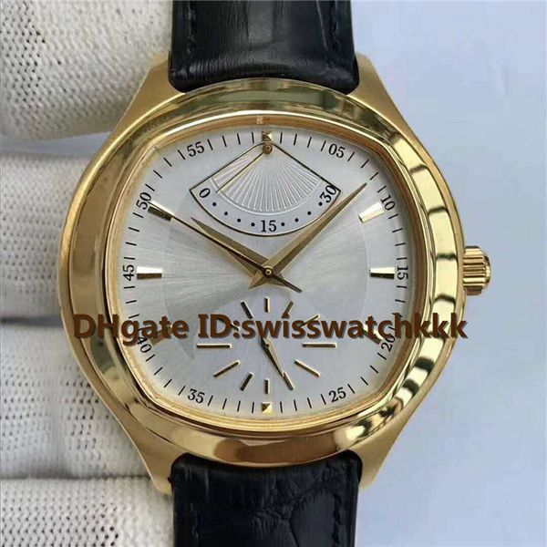 

ew hot sale goa320 мужские часы швейцарский 9100 автоматический запас хода 24 часа сапфировое 18k золото корпус ремешок из телячьей кожи муж, Slivery;brown