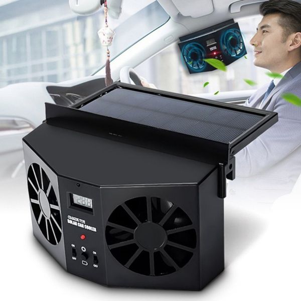 

solar power auto window fan solar car ventilation fan double hood auto exhaust car desuperheater cool exhaust
