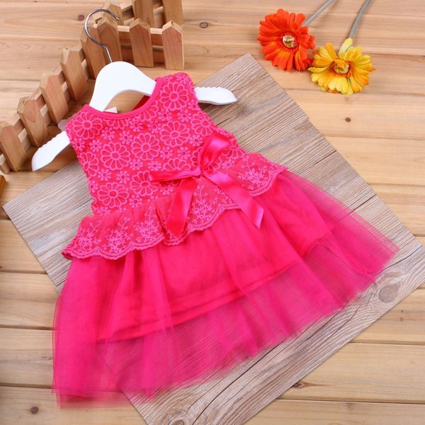 

new sweet baby girl dress long sleeve 1 year baby birthday dress newborn bow infant girls party dresses-45, Red;yellow
