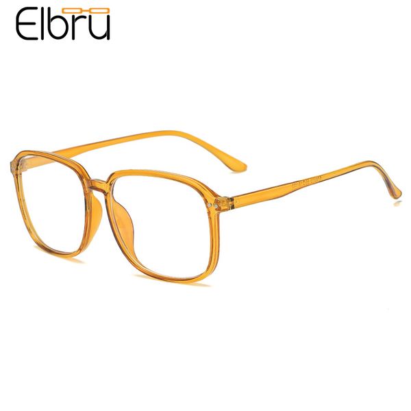 

elbru fashion square glasses men women anti blue-light reading glasses retro simple design eyeglasses clear lens, Black