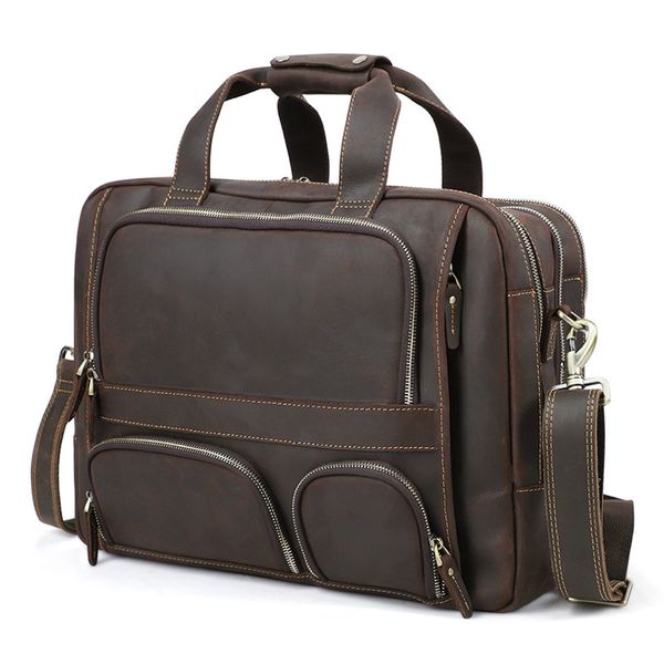 

men briefcase genuine leather lapbag business tote for document office portable male shoulder bags quality maleta