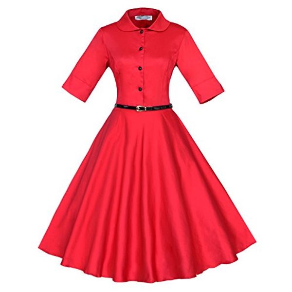 

maggie tang 3/4 sleeve 1950s vintage rockabilly full circle dress, Black;gray