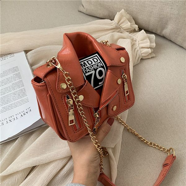 

women's bag new style soft leather clothes bag lapel jacket motorcycle simple small square