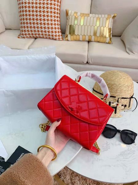 

new genuine leather handbag women's single han edition inclined shoulder bag chain package bags ling plaid wallet luxury handbag
