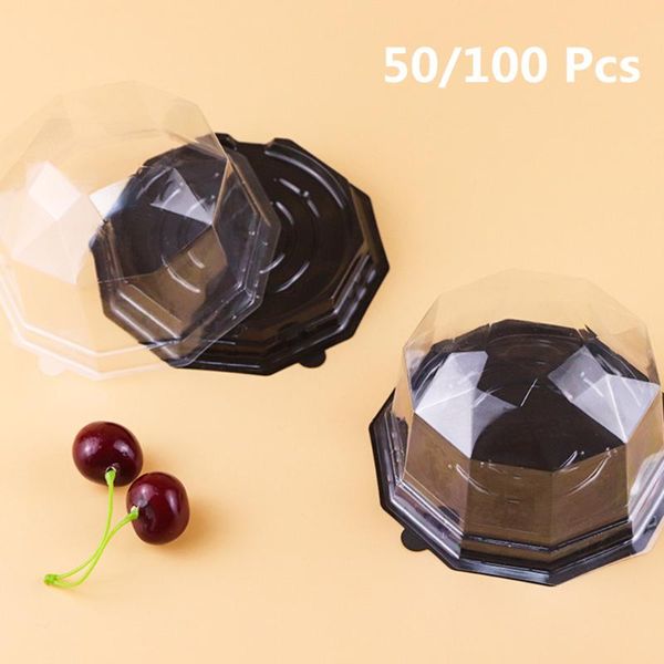 

gift wrap 50/100pcs clear plastic small cake pastries boxes cases disposable transparent cupcake muffin holders cups for puff moon