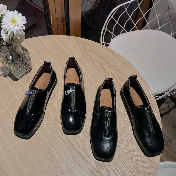 

soft korean shoes casual female sneakers all-match shallow mouth shose women british style oxfords women's square toe 2019, Black