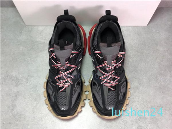 

triple s track 3.0 casual shoes man woman sneaker lace-up mixed colors fashion lace up grandpa trainerdesigner shoes chaussures de sport l24, Black