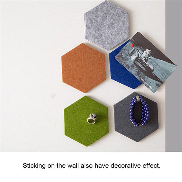 

factory pricehexagon pad cork board/pin board 9-pack colorful wall tiles memo felt board for wall stickers home decors
