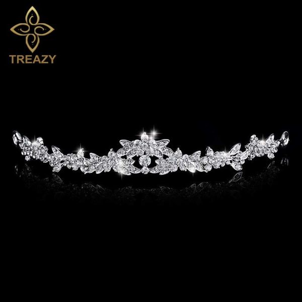 

treazy elegant sparkling crystal rhinestone crown tiara wedding prom bride headband wedding headdress bridal hair accessories, White;golden