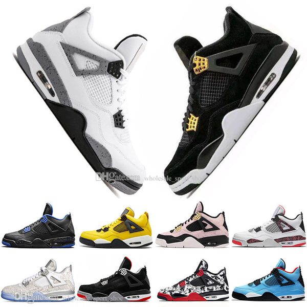

With Box Fashion Newest Bred 4 IV 4s What The Cactus Jack Laser Wings Mens Basketball Shoes Eminem Pale Citron Men Sports Designer Sneakers