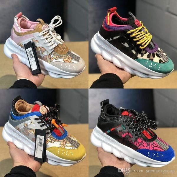 

luxury chain 2019 reaction men women casual shoes black white mesh rubber leather flat shoes designer sneakers boots 36-45