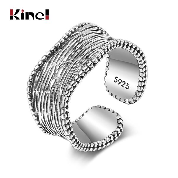 

cluster rings kinel authentic 925 sterling silver stackable ring adjustable minimalist fine jewelry for women party punk accessories, Golden;silver