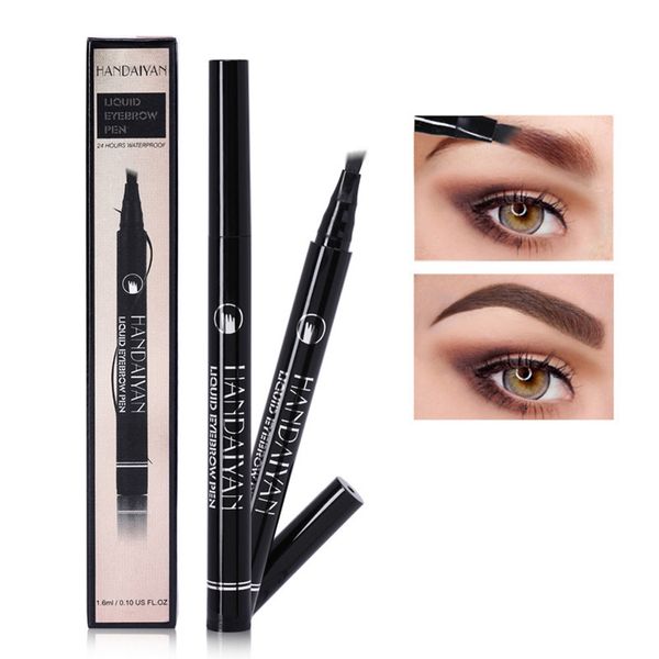 4 köpfe Gabel Flüssigkeit Malerei augenbraue Tattoo Bleistift Schwarz Braun Farbe Wasserdicht Natürliche Augenbrauen Stift Augen make-up