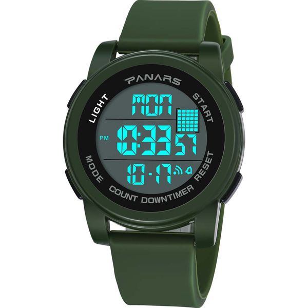 

sports digital luminous outdoor waterproof led multi function electronic watch, Slivery;brown