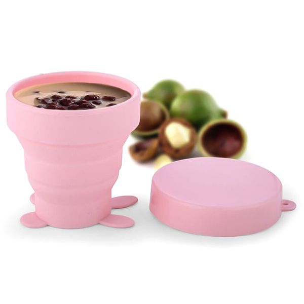 

portable solid color retractable water silicone cups folding gargle cup for outdoor travel drinkware tools