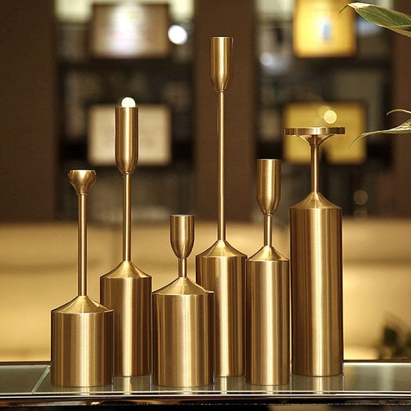 

6 pieces metal candle holders modern luxury l dinning table decoration candlesticks alloy candle holder for christmas wedding party