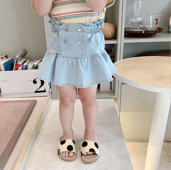 

2020 wholesale new girls denim ruffles skirt fashion summer girls skirts 1-6t qa861