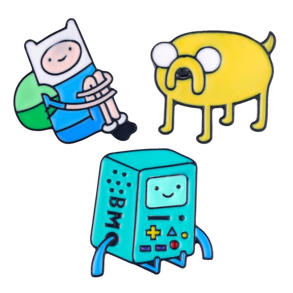 

new cartoon figure pins & brooches finn and jake the cute dog enamel badge kids gift jewelry &accessories, Gray