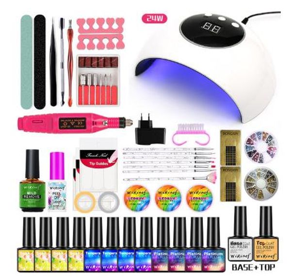 

nail art kits kinds of gel nails polish uv led dryer lamp manicure soak off primer gel nail set
