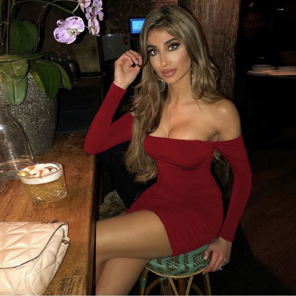 

womens designer fashion dressshoulder long sleeve hip dress 5 colors 4 yards96hth, Black;gray