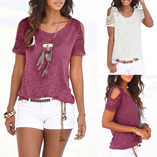 

женские рубашки женщин топы новая мода сплошной цвет одежда женщин повседневная женщин богемское с коротким рукавом кружева лоскутная печати, White