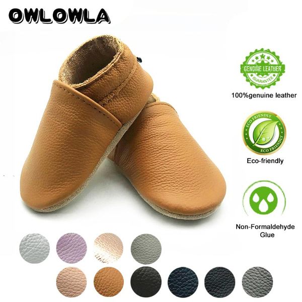 

solid color genuine leather baby shoes soft leather baby slipper for boys and girls