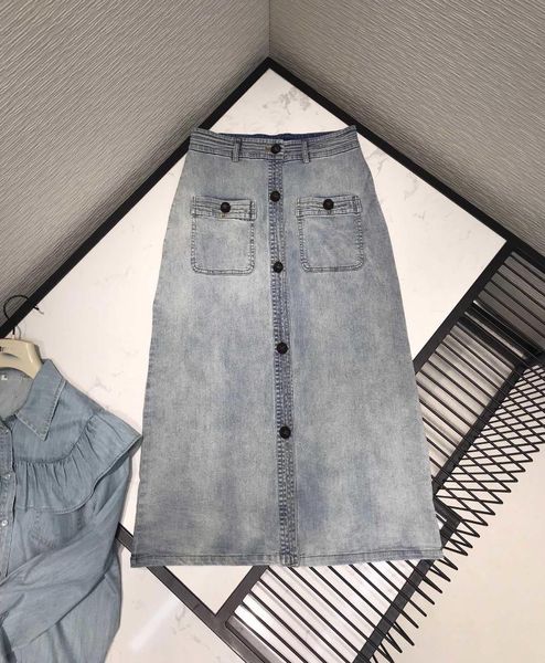 

2019 summer new women a-line denim skirt rmsx 6.02, Black