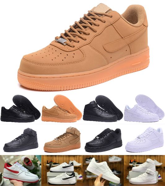 

2019 High Quality New Classic forces Classical All High and low White black Wheat men women Sports Running Shoes Forcing skate sneakers