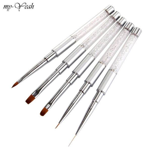

nail art acrylic brush uv gel liquid powder tips extension carving french lines painting manciure salon tool crystal brush, Yellow