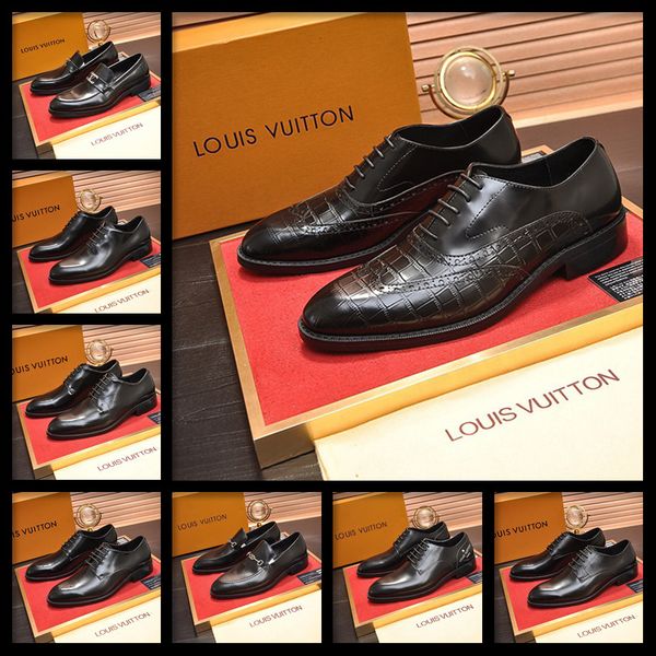 

18ss 38-45 fashion leather shoes men dress shoe pointed oxfords shoes for men lace up designers luxury men formal shoes 2018, Black