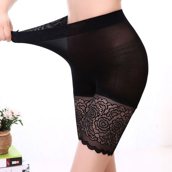 

women shorts pants high waist black lace safety pants female soft comfortable safety underwear boxer, Black;pink
