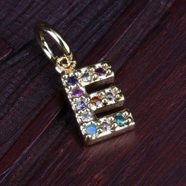 

dainty rainbow white cz cubic zircon crystal initial 26 alphabet letter abc name charm for personalized jewelry making, Bronze;silver