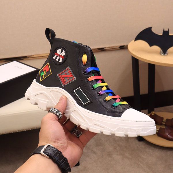 

boxed high fashion designer men's sneakers high to help all white black red designer casual shoes size 38-44 103